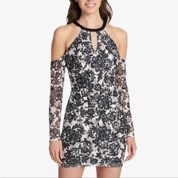 Guess Dresses & Skirts - NWOT Guess Cold Shoulder Black and White Lace Dress